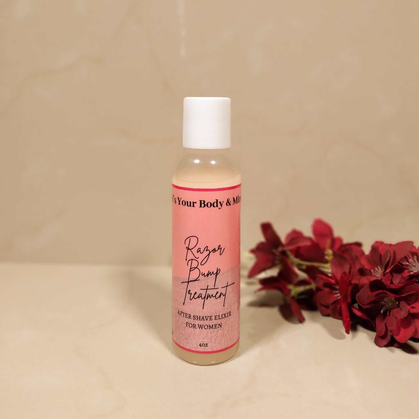 Kel's Your Body & Mine Razor Bump Treatment for Women – A soothing and effective solution designed to calm irritation, reduce razor bumps, and smooth the skin after shaving. Perfect for sensitive areas, leaving skin soft and bump-free.